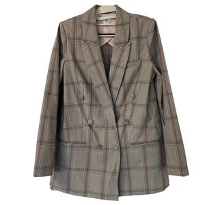 Cabi #5470 Sleuth Plaid Long Double Breasted Blazer Women’s Size 8 Preppy Career